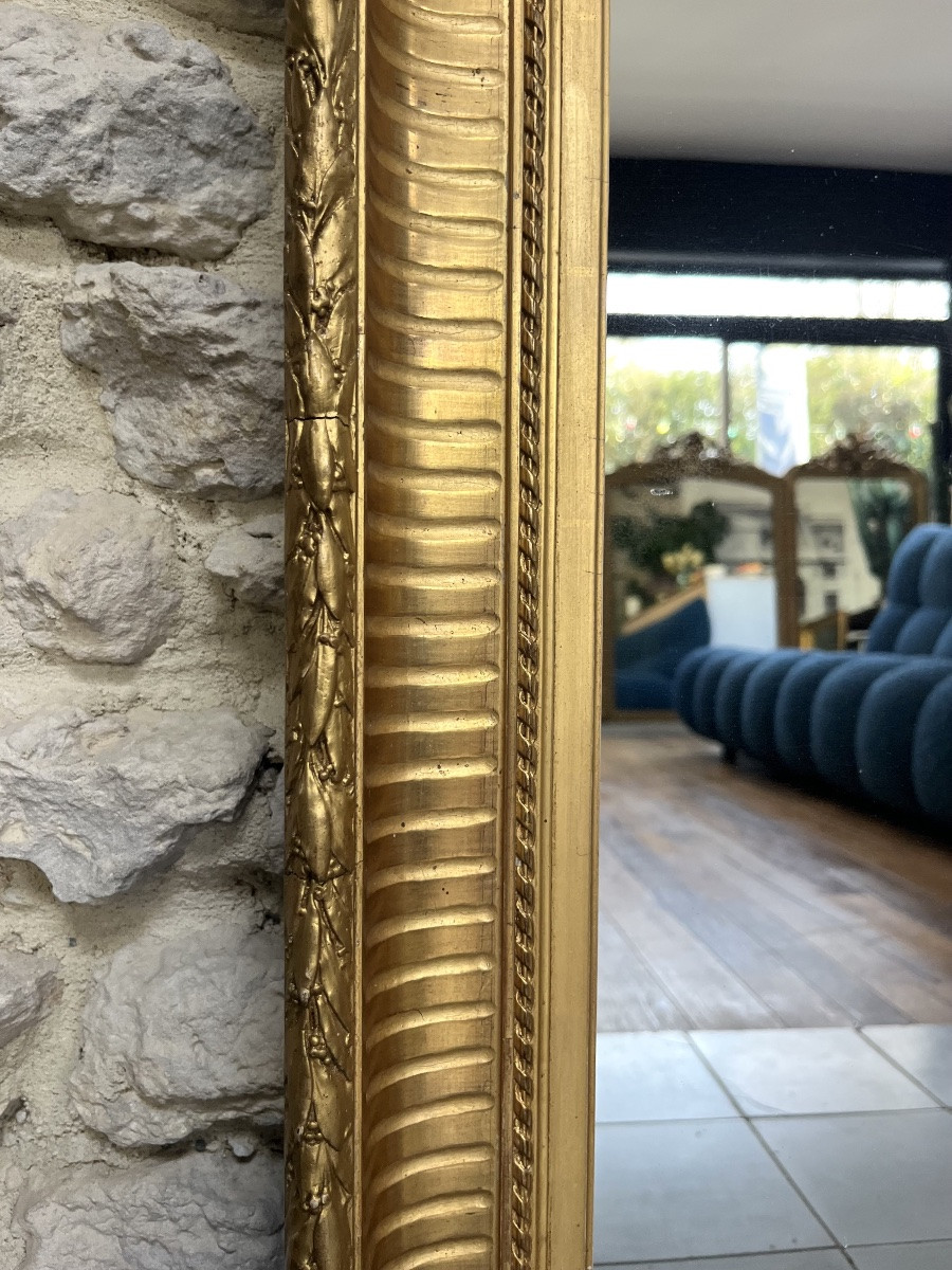 Pair Of Antique Mirrors, 104.5/81.5cm, Gilded With Gold Leaf, Louis XVI Style Mercury Glass-photo-3