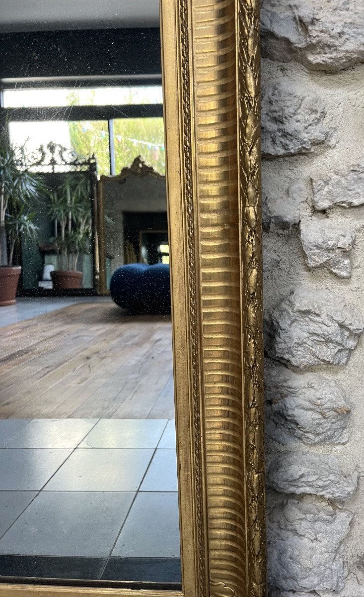 Pair Of Antique Mirrors, 104.5/81.5cm, Gilded With Gold Leaf, Louis XVI Style Mercury Glass-photo-6