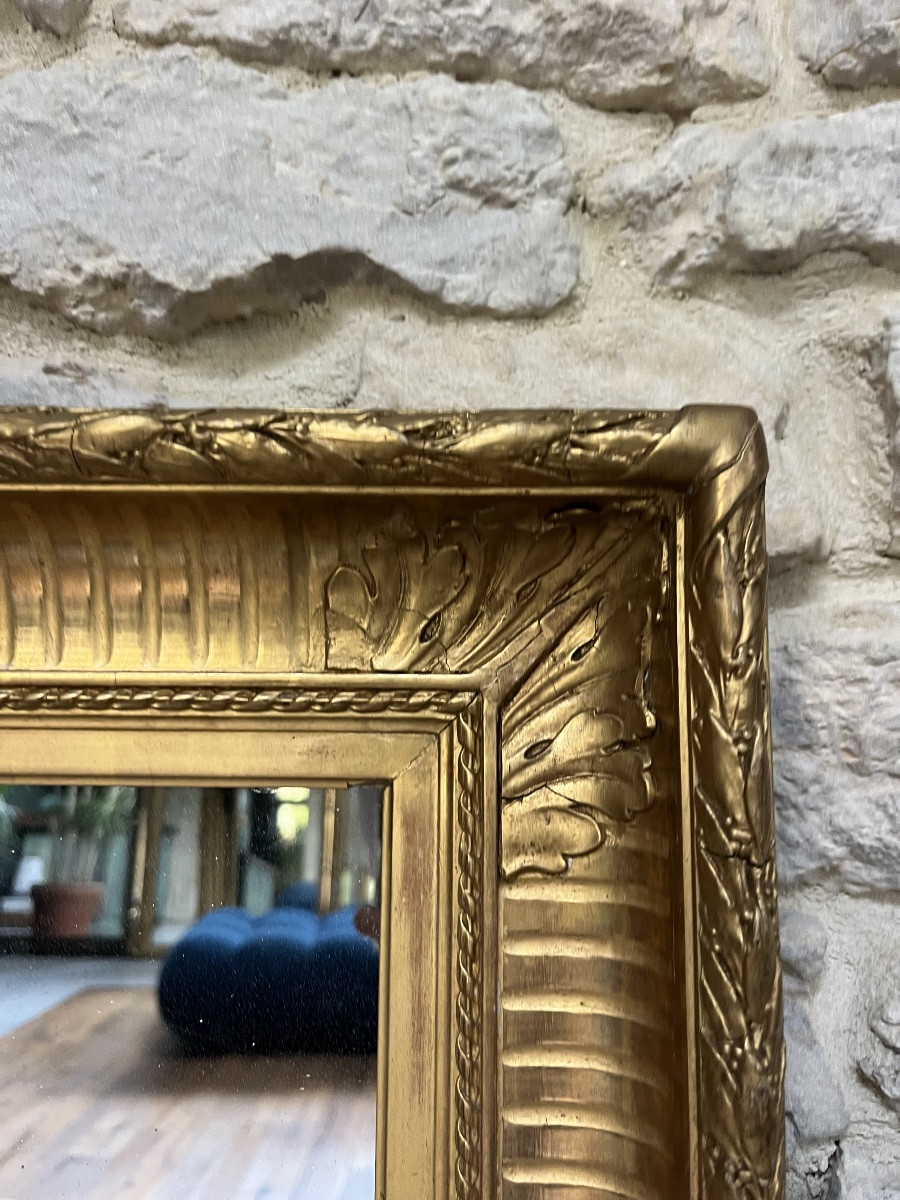 Pair Of Antique Mirrors, 104.5/81.5cm, Gilded With Gold Leaf, Louis XVI Style Mercury Glass-photo-7