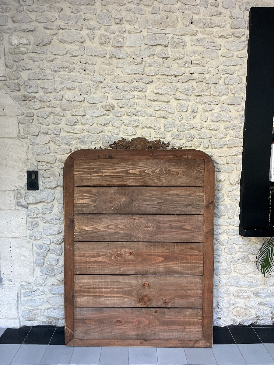 Antique Louis-philippe Mirror With Pediment And Beading, 158.5/110cm, Mantelpiece -photo-5