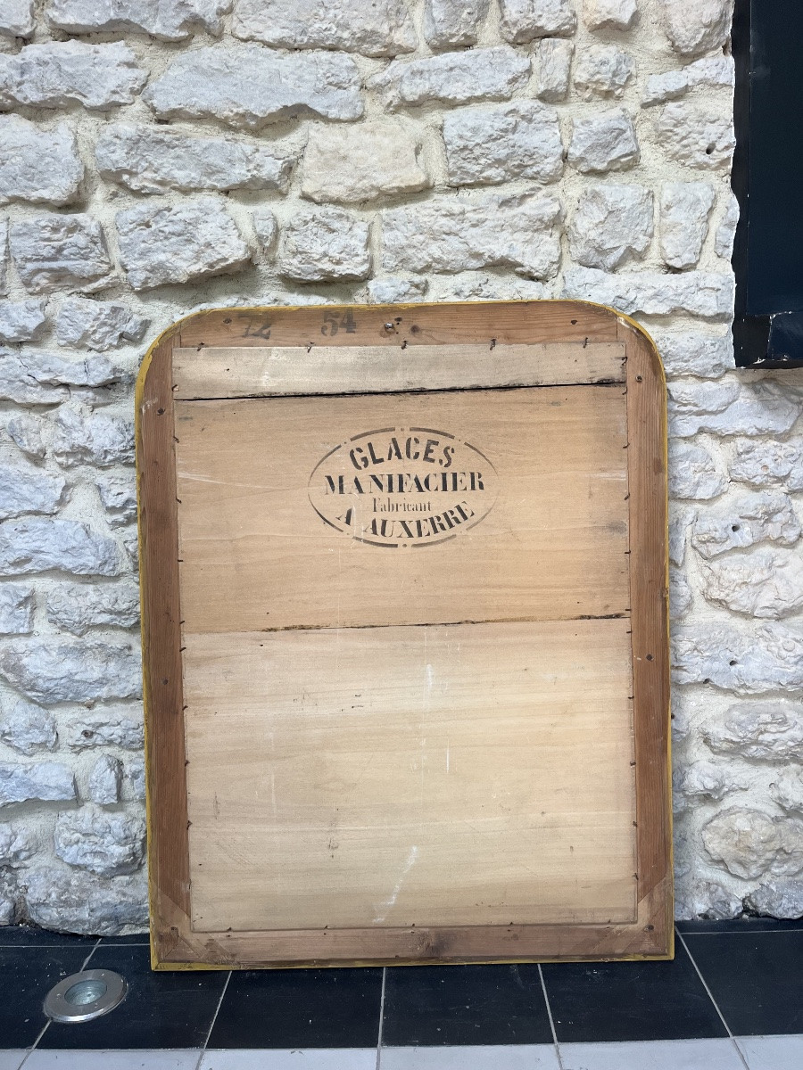 Antique Louis-philippe Gilded Leaf Mirror 86.5/69cm With Engraved Floral Motifs-photo-8