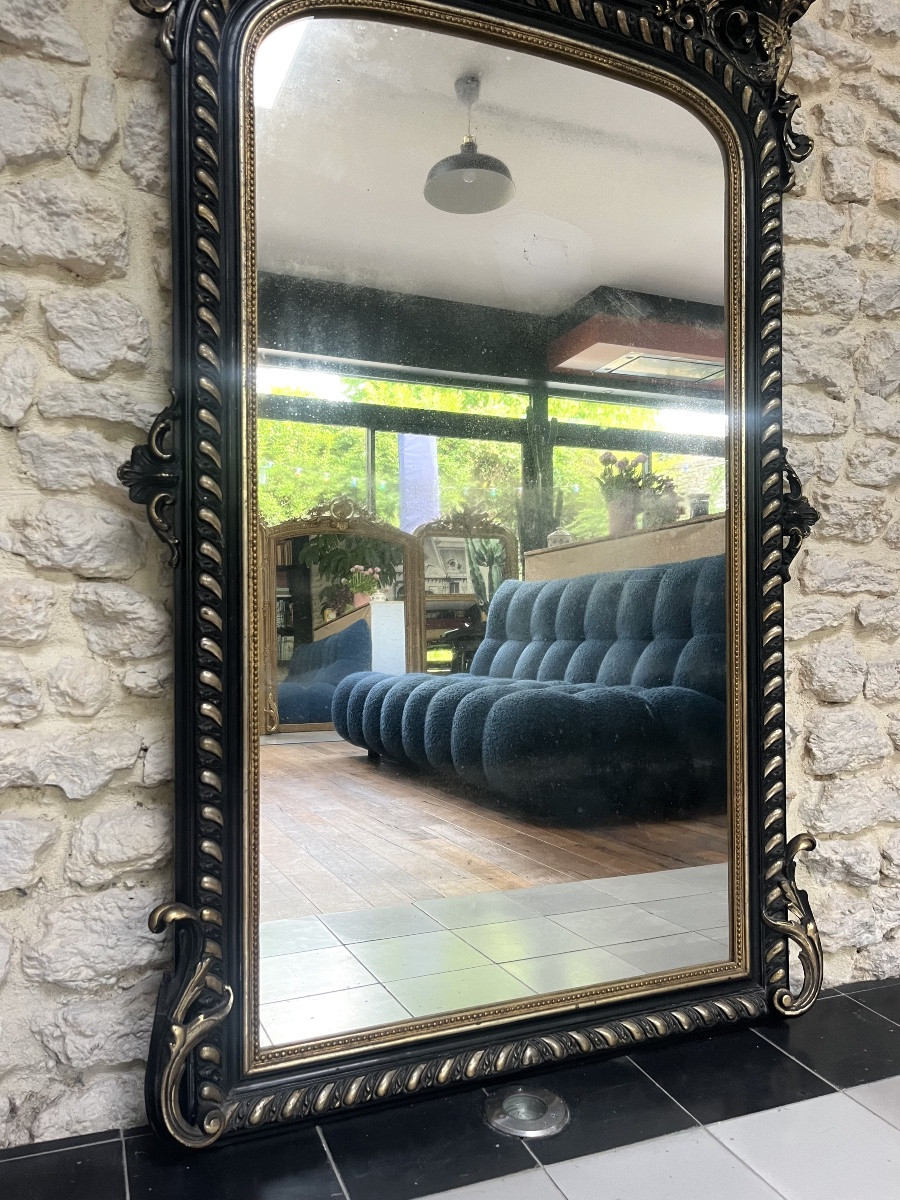 Pair Of Antique Mirrors 163/89,5 With Lion And Beaded Pediments,napoleon III Silver Leaf Mirror-photo-1