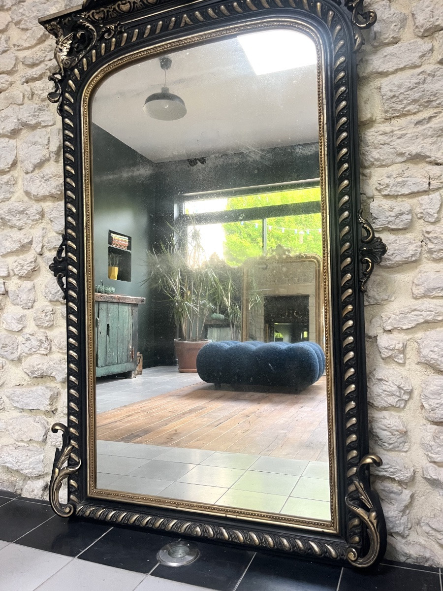 Pair Of Antique Mirrors 163/89,5 With Lion And Beaded Pediments,napoleon III Silver Leaf Mirror-photo-2