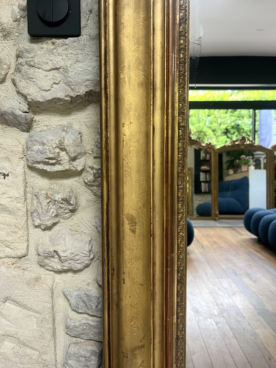 Antique Mantel Mirror 178.5/151cm With Gold Leaf Pediment, Mercury Glass, Trumeau-photo-6