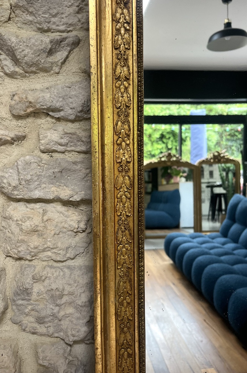 Antique Mirror 88.5/56.5cm Gilded With Gold Leaf, Mercury Glass, Fireplace Overmantel-photo-4