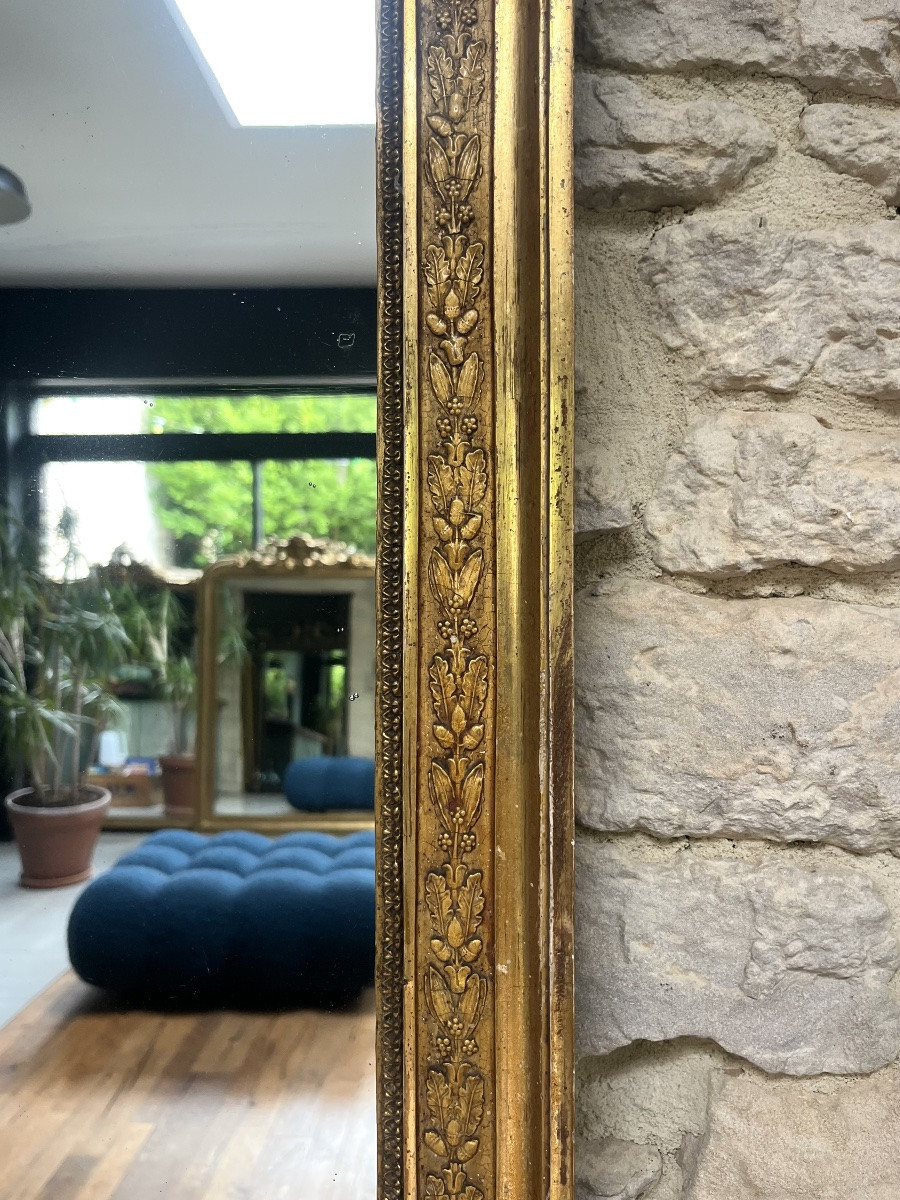 Antique Mirror 88.5/56.5cm Gilded With Gold Leaf, Mercury Glass, Fireplace Overmantel-photo-4
