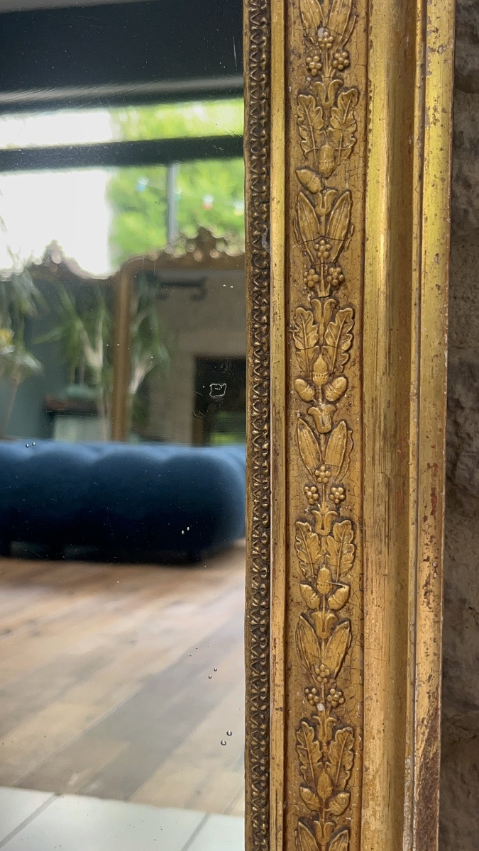 Antique Mirror 88.5/56.5cm Gilded With Gold Leaf, Mercury Glass, Fireplace Overmantel-photo-6