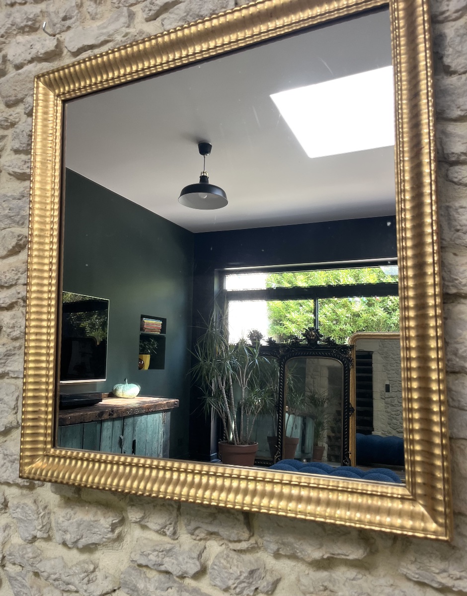 Antique Mirror, 77/72 Cm, With Dazzling Gold Leaf Gilding, Mercury-coated Glass, Fireplace Trumeau -photo-2