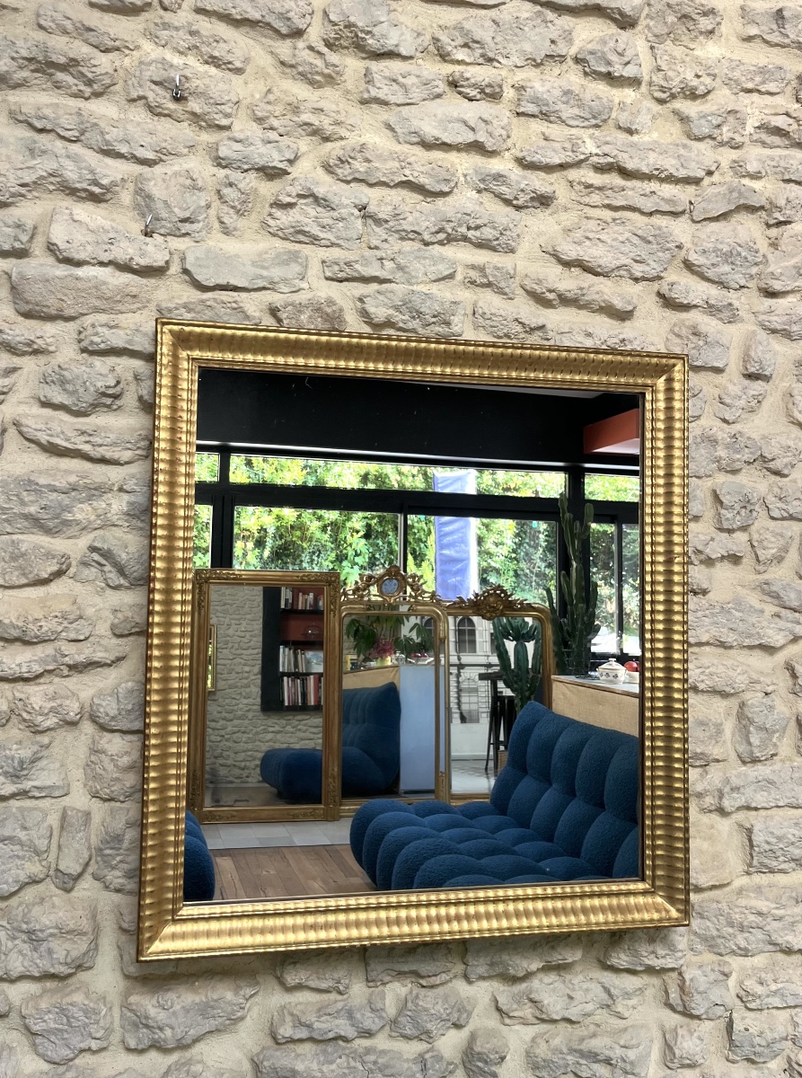 Antique Mirror, 77/72 Cm, With Dazzling Gold Leaf Gilding, Mercury-coated Glass, Fireplace Trumeau -photo-1