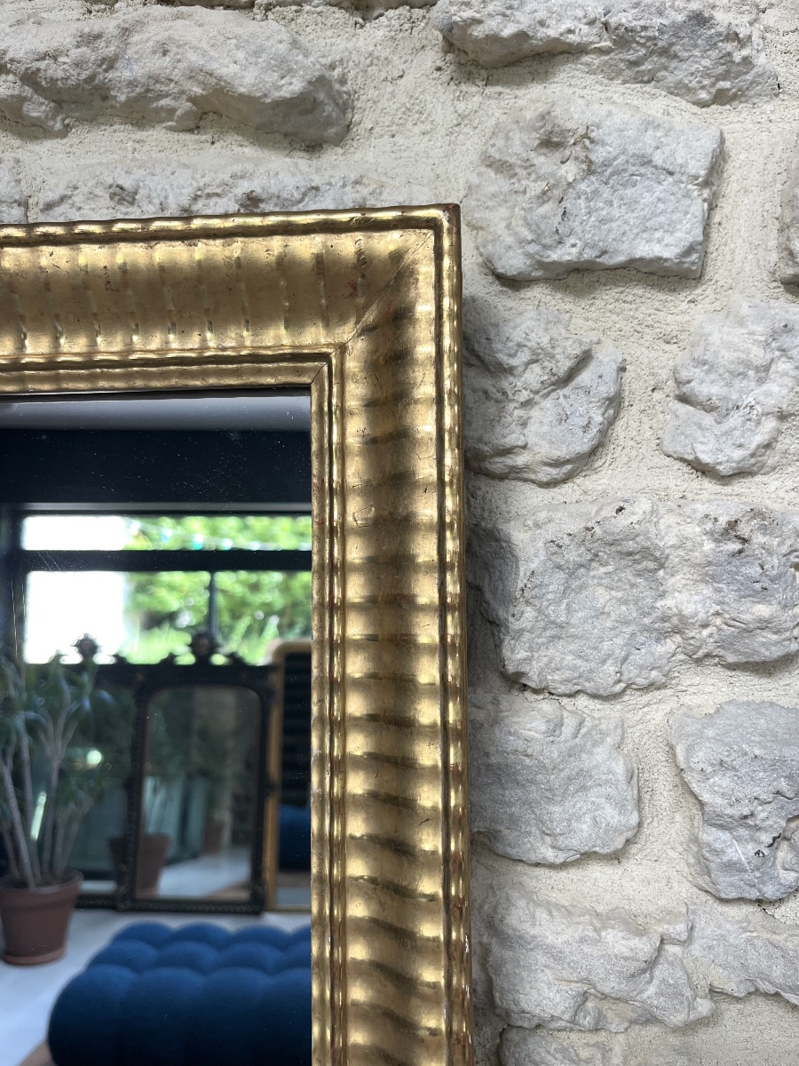 Antique Mirror, 77/72 Cm, With Dazzling Gold Leaf Gilding, Mercury-coated Glass, Fireplace Trumeau -photo-7