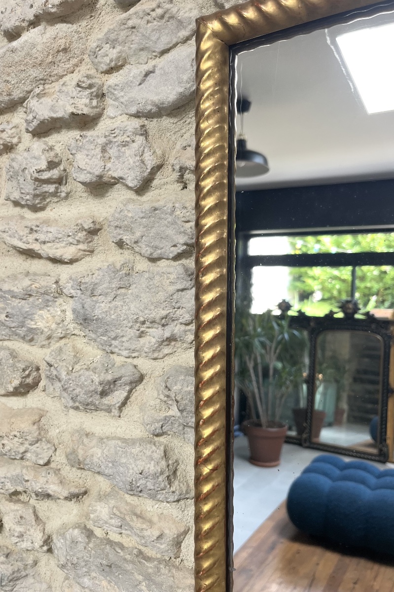Antique Mirror Gilded With Gold Leaf, 49.5/41.5 Cm, With A Mercury-coated, Etched Mirror Surface; Fireplace Trumeau -photo-2