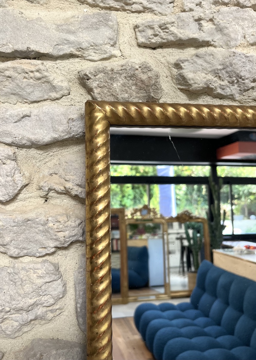 Antique Mirror Gilded With Gold Leaf, 49.5/41.5 Cm, With A Mercury-coated, Etched Mirror Surface; Fireplace Trumeau -photo-2