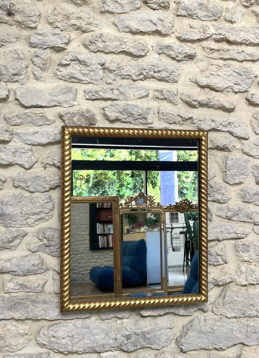 Antique Mirror Gilded With Gold Leaf, 49.5/41.5 Cm, With A Mercury-coated, Etched Mirror Surface; Fireplace Trumeau -photo-7