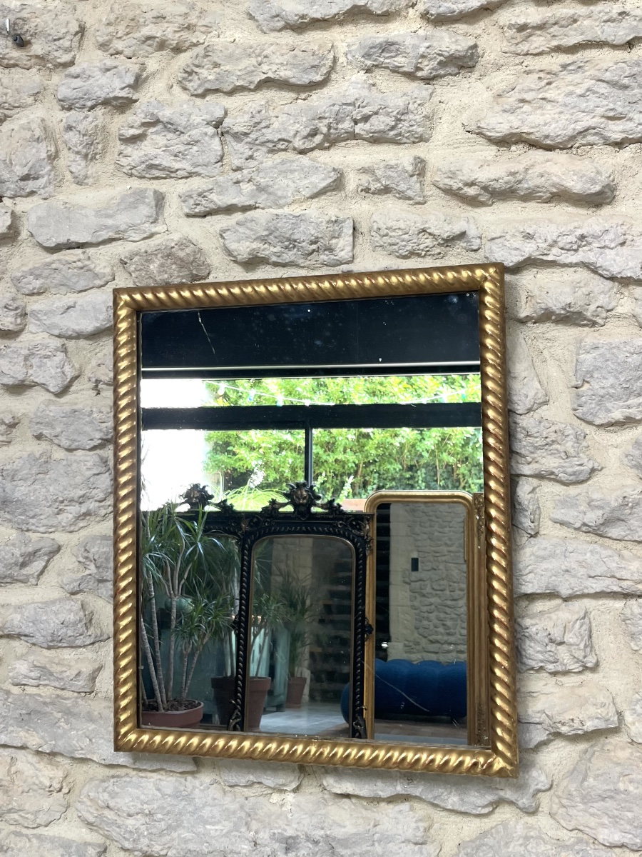 Antique Mirror Gilded With Gold Leaf, 49.5/41.5 Cm, With A Mercury-coated, Etched Mirror Surface; Fireplace Trumeau 