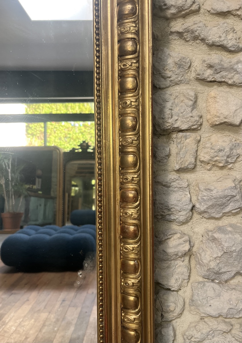 Fireplace Mirror With Beaded Trim, 159/104 Cm, Gilded With Gold Leaf; Fluted Fireplace Trumeau With Mirrored Glass -photo-2