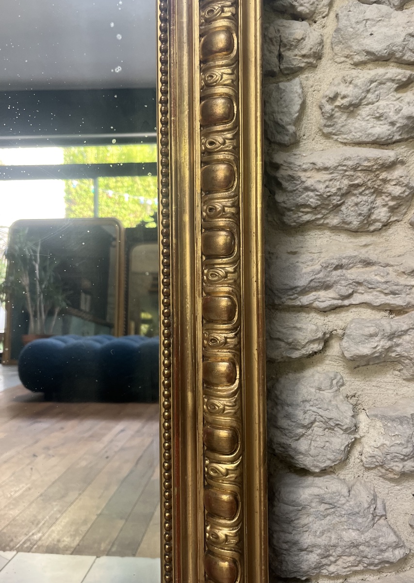Fireplace Mirror With Beaded Trim, 159/104 Cm, Gilded With Gold Leaf; Fluted Fireplace Trumeau With Mirrored Glass -photo-3