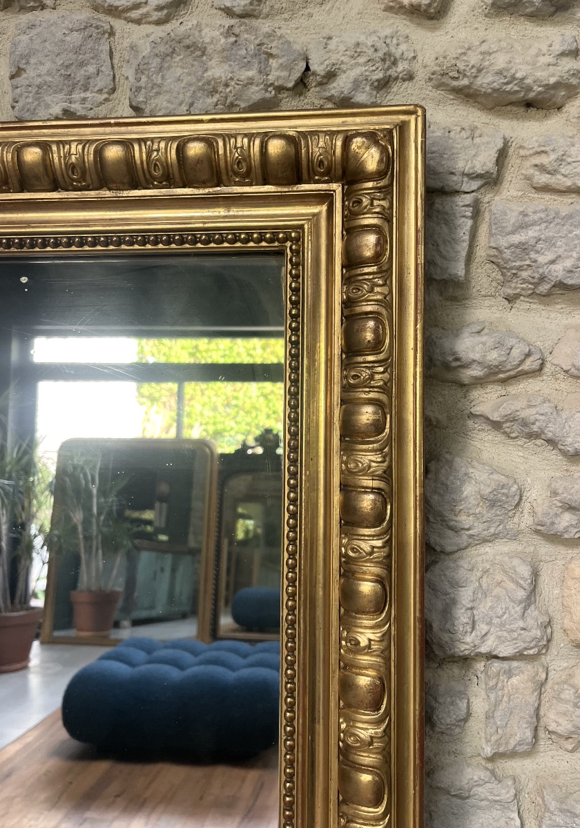 Fireplace Mirror With Beaded Trim, 159/104 Cm, Gilded With Gold Leaf; Fluted Fireplace Trumeau With Mirrored Glass -photo-4