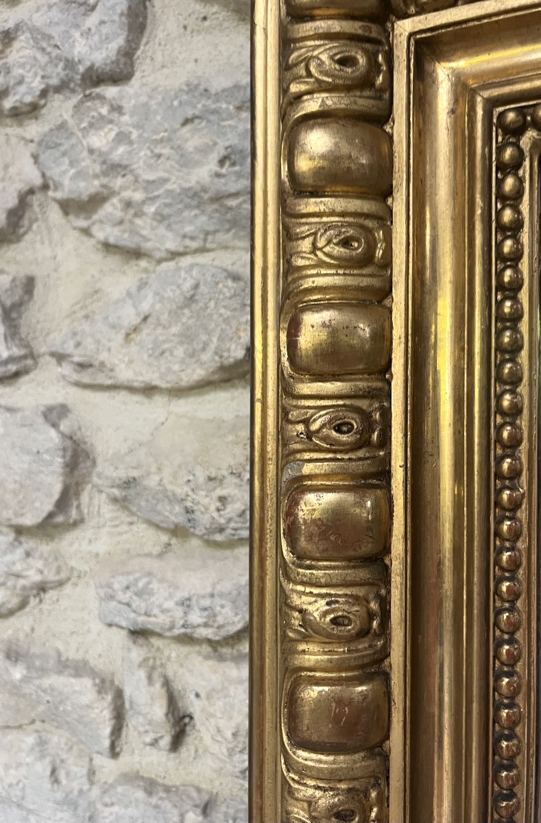 Fireplace Mirror With Beaded Trim, 159/104 Cm, Gilded With Gold Leaf; Fluted Fireplace Trumeau With Mirrored Glass -photo-3