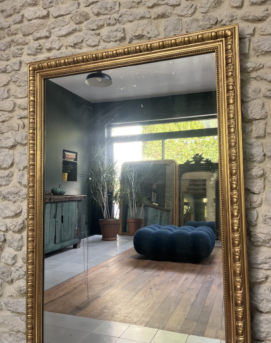 Fireplace Mirror With Beaded Trim, 159/104 Cm, Gilded With Gold Leaf; Fluted Fireplace Trumeau With Mirrored Glass -photo-7