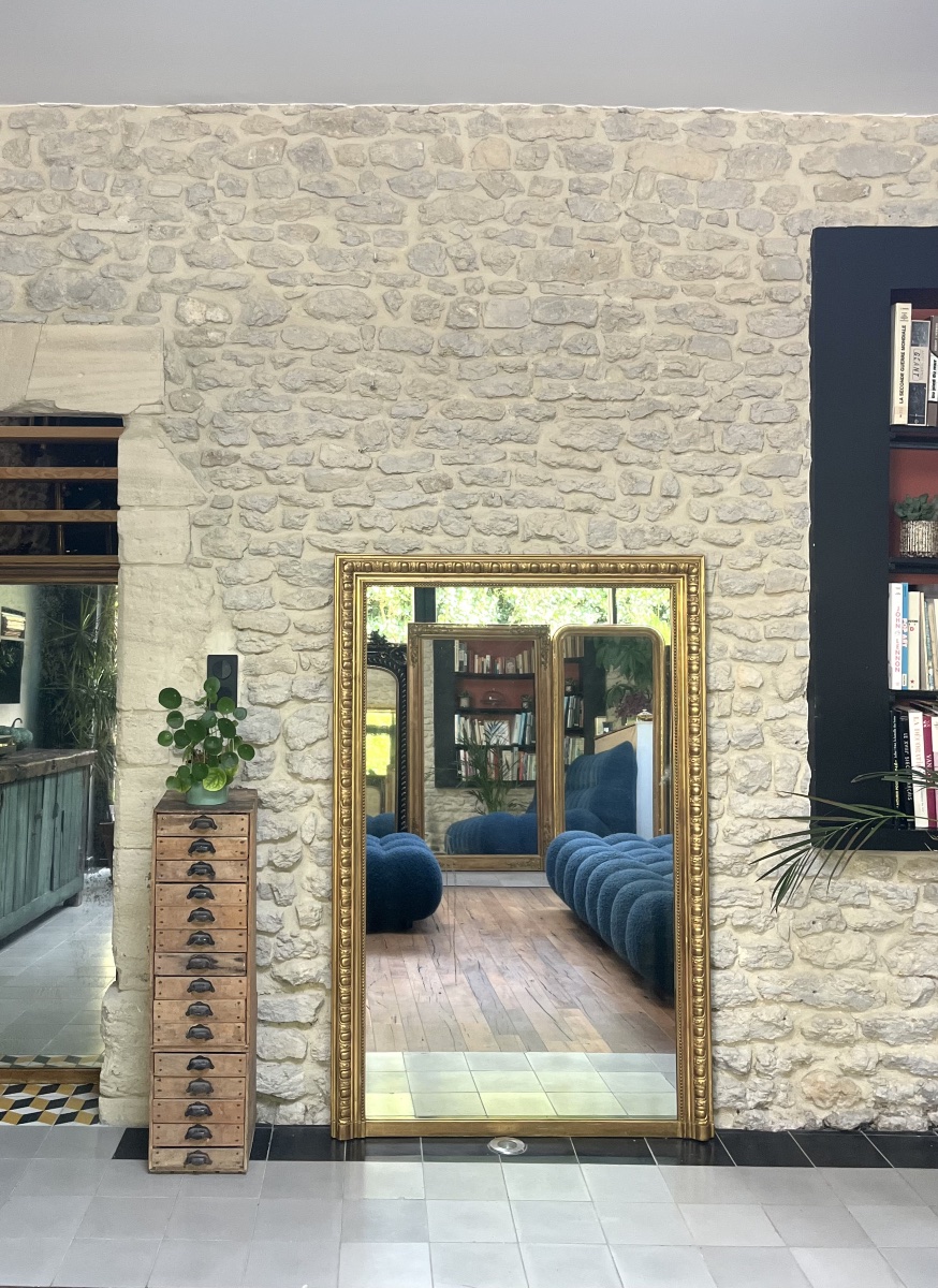 Fireplace Mirror With Beaded Trim, 159/104 Cm, Gilded With Gold Leaf; Fluted Fireplace Trumeau With Mirrored Glass 