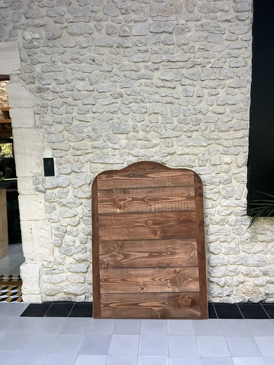 Miroir ancien Louis-Philippe perlé 128/92,5cm forme chapeau de gendarme décor géométrique-photo-7