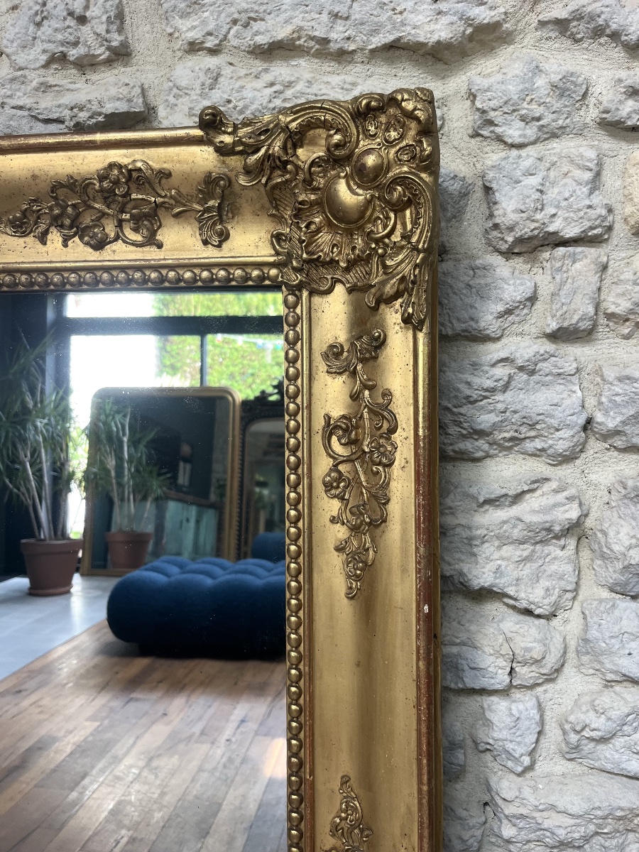 Miroir ancien de cheminée époque Empire 128/102,5cm, glace au mercure, trumeau de cheminée   -photo-3
