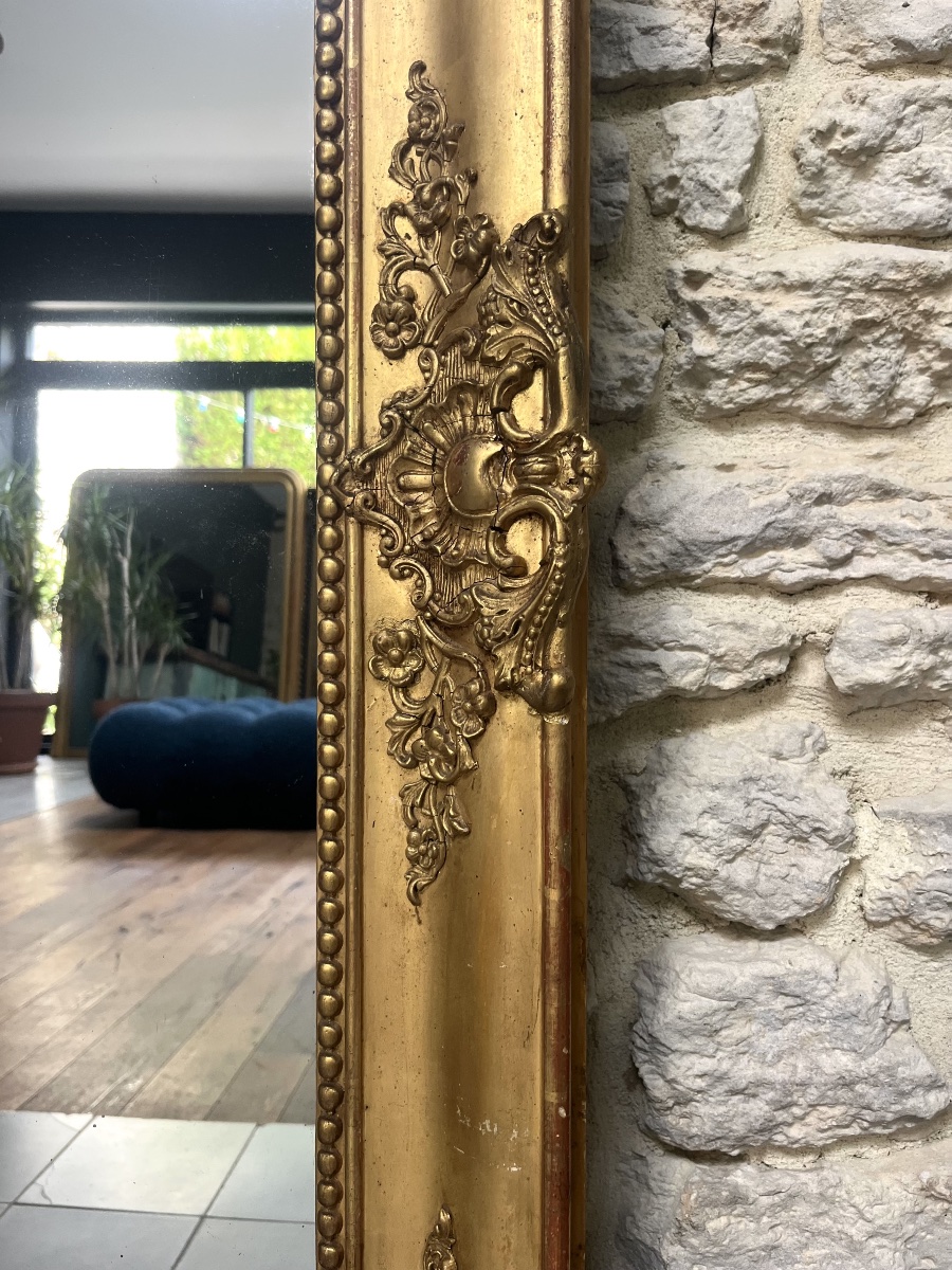Miroir ancien de cheminée époque Empire 128/102,5cm, glace au mercure, trumeau de cheminée   -photo-4