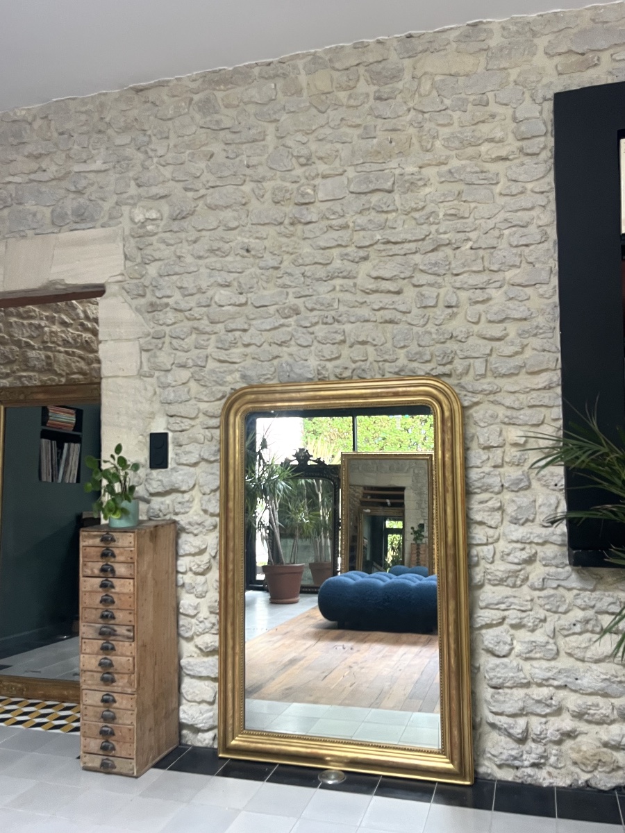 Louis-philippe Beaded Mirror, 148.5/99.5 Cm, Mercury-coated Glass, Fireplace Trumeau -photo-2