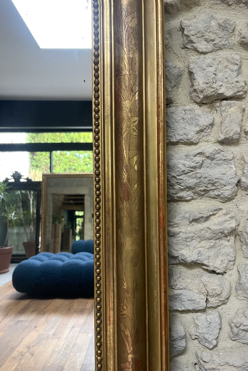 Louis-philippe Beaded Mirror, 148.5/99.5 Cm, Mercury-coated Glass, Fireplace Trumeau -photo-3
