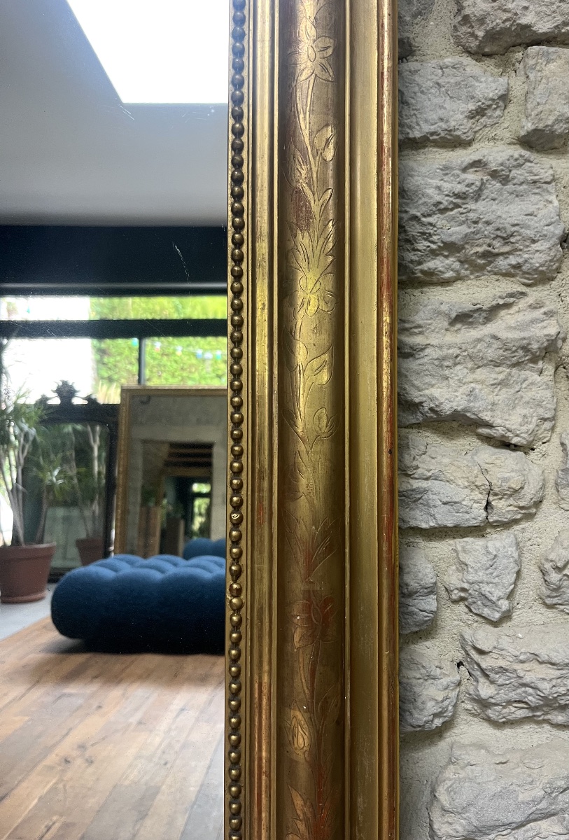 Louis-philippe Beaded Mirror, 148.5/99.5 Cm, Mercury-coated Glass, Fireplace Trumeau -photo-4