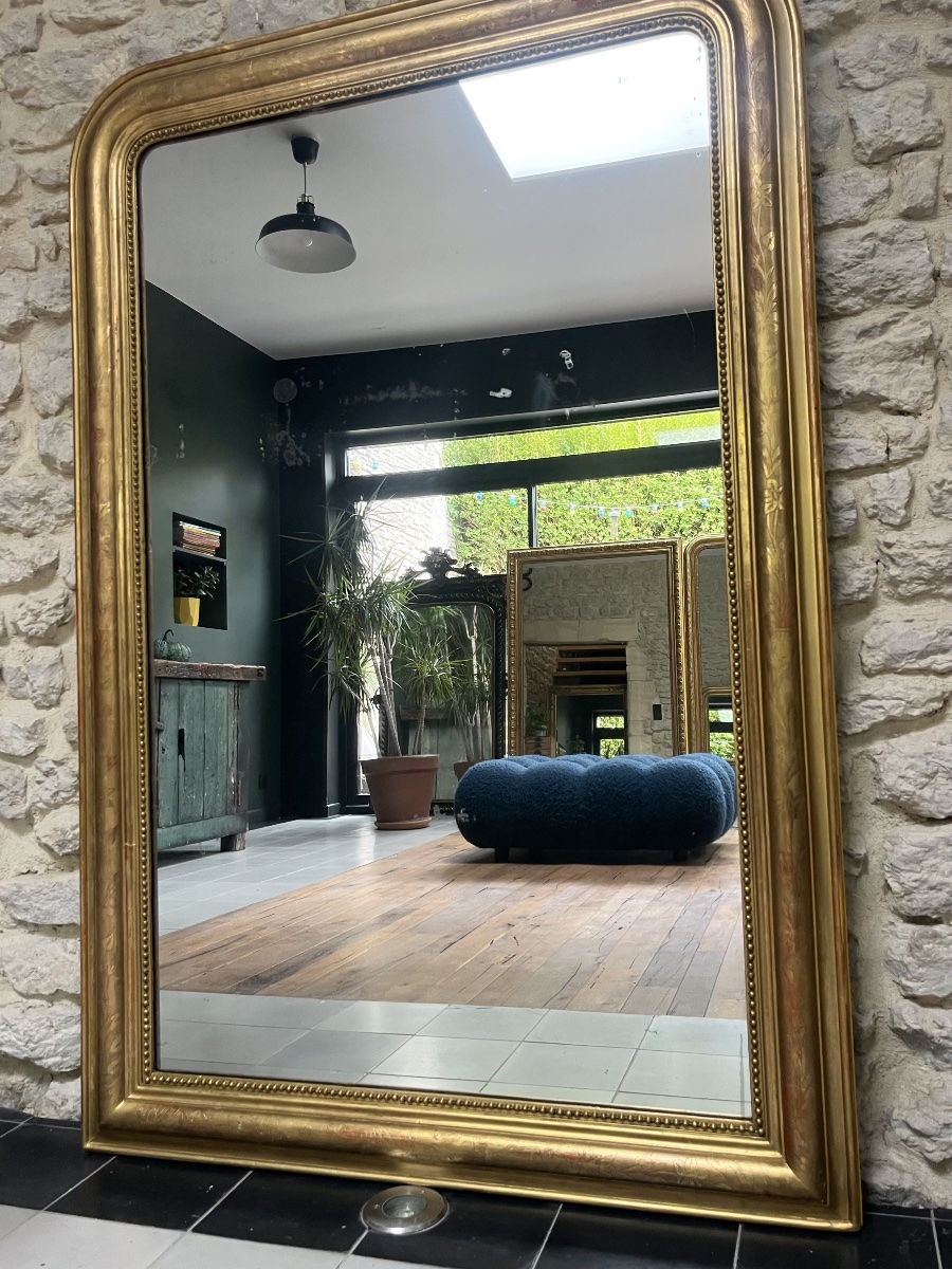 Louis-philippe Beaded Mirror, 148.5/99.5 Cm, Mercury-coated Glass, Fireplace Trumeau -photo-2