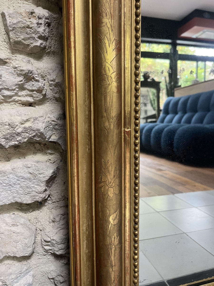 Louis-philippe Beaded Mirror, 148.5/99.5 Cm, Mercury-coated Glass, Fireplace Trumeau -photo-4