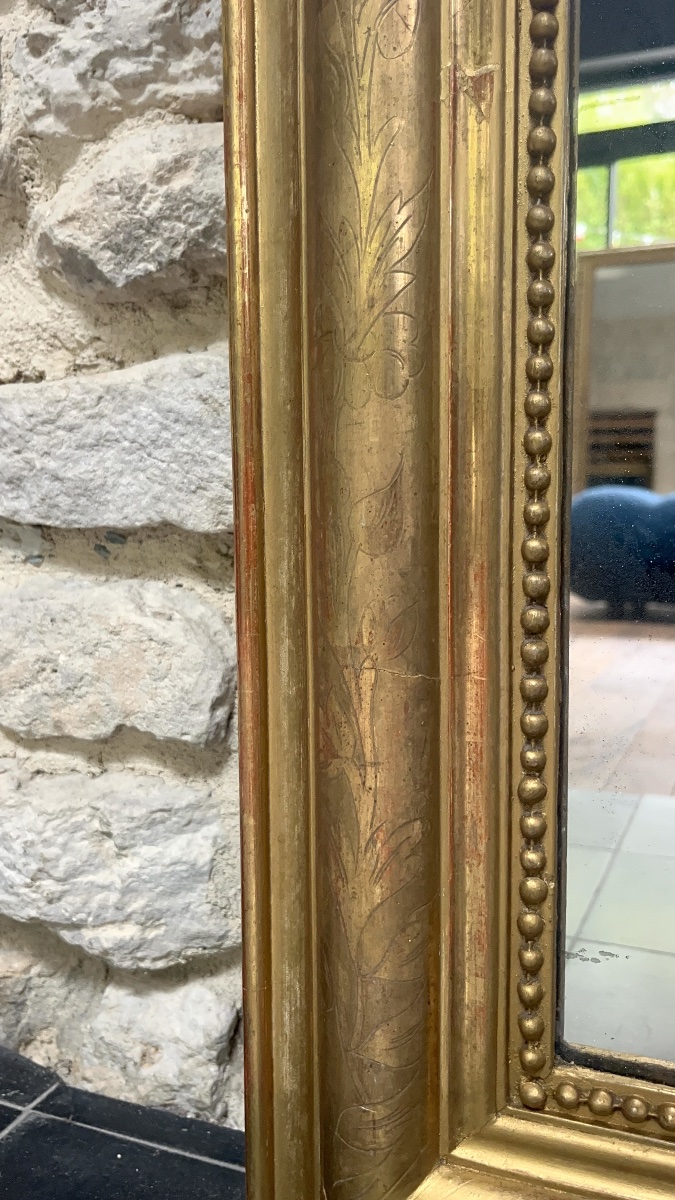 Louis-philippe Beaded Mirror, 148.5/99.5 Cm, Mercury-coated Glass, Fireplace Trumeau -photo-6