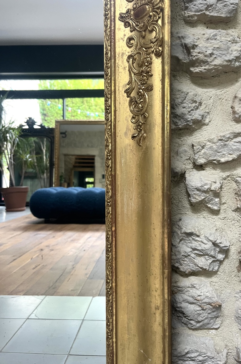 Mirror From The Transition Period Between The Empire And The Regency Eras, 145.5 Cm By 85 Cm, Gilded With Gold Leaf, Mercury-coated Glass   -photo-3