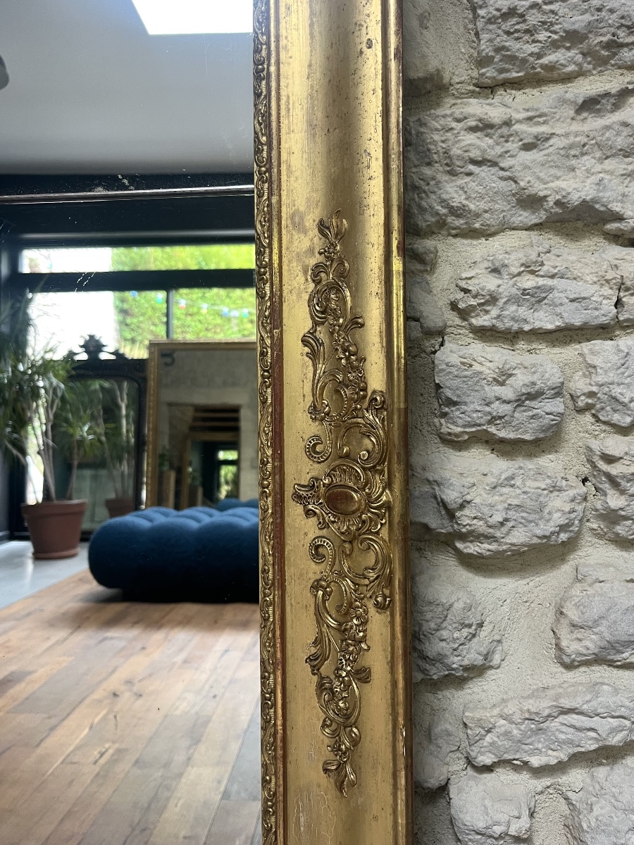Mirror From The Transition Period Between The Empire And The Regency Eras, 145.5 Cm By 85 Cm, Gilded With Gold Leaf, Mercury-coated Glass   -photo-4