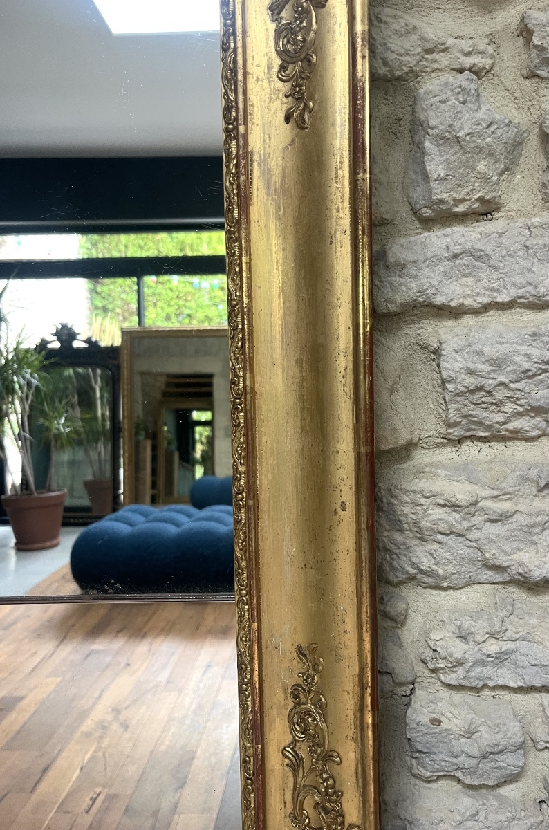 Mirror From The Transition Period Between The Empire And The Regency Eras, 145.5 Cm By 85 Cm, Gilded With Gold Leaf, Mercury-coated Glass   -photo-5