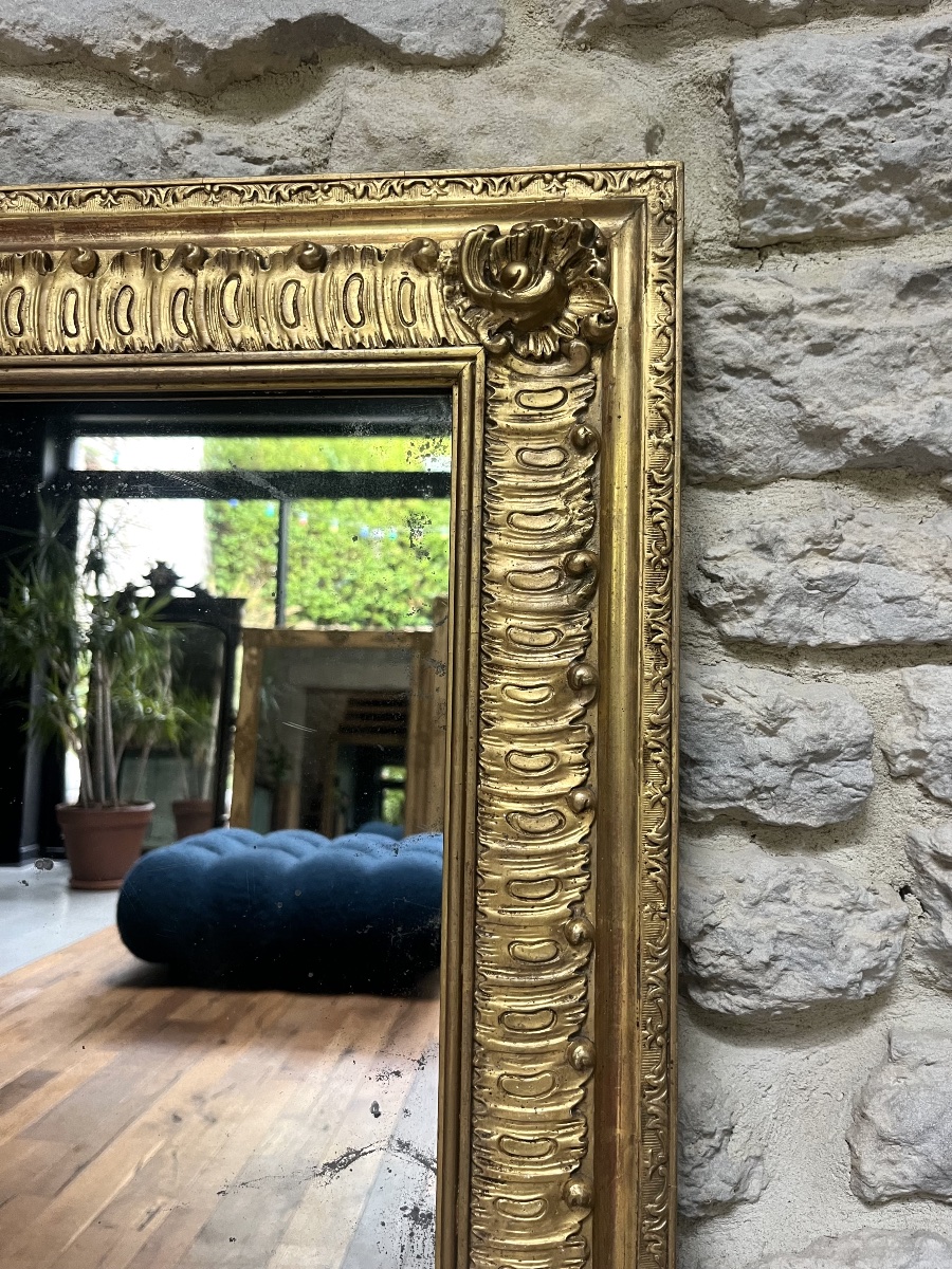 19th-century Mirror, 103 Cm By 89 Cm, Gilded With Gold Leaf; Fireplace Trumeau; Glass; Antique Mirror-photo-2