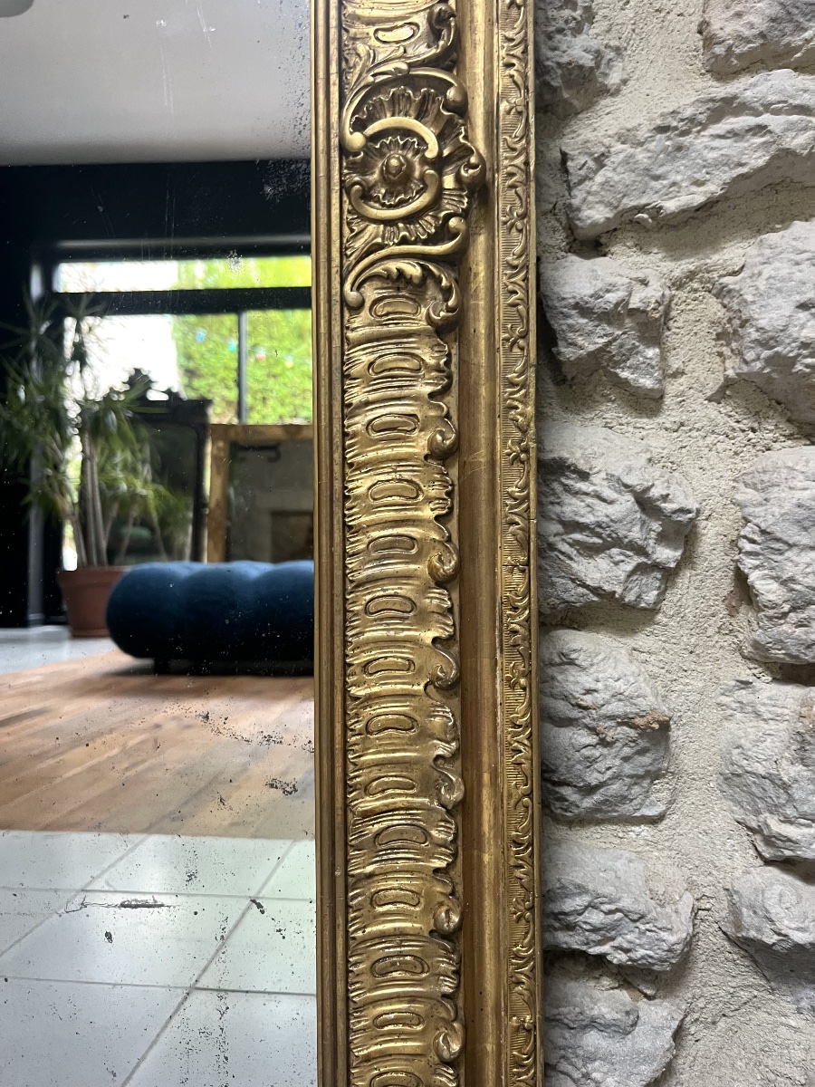19th-century Mirror, 103 Cm By 89 Cm, Gilded With Gold Leaf; Fireplace Trumeau; Glass; Antique Mirror-photo-4