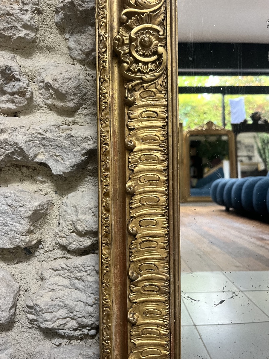 19th-century Mirror, 103 Cm By 89 Cm, Gilded With Gold Leaf; Fireplace Trumeau; Glass; Antique Mirror-photo-3