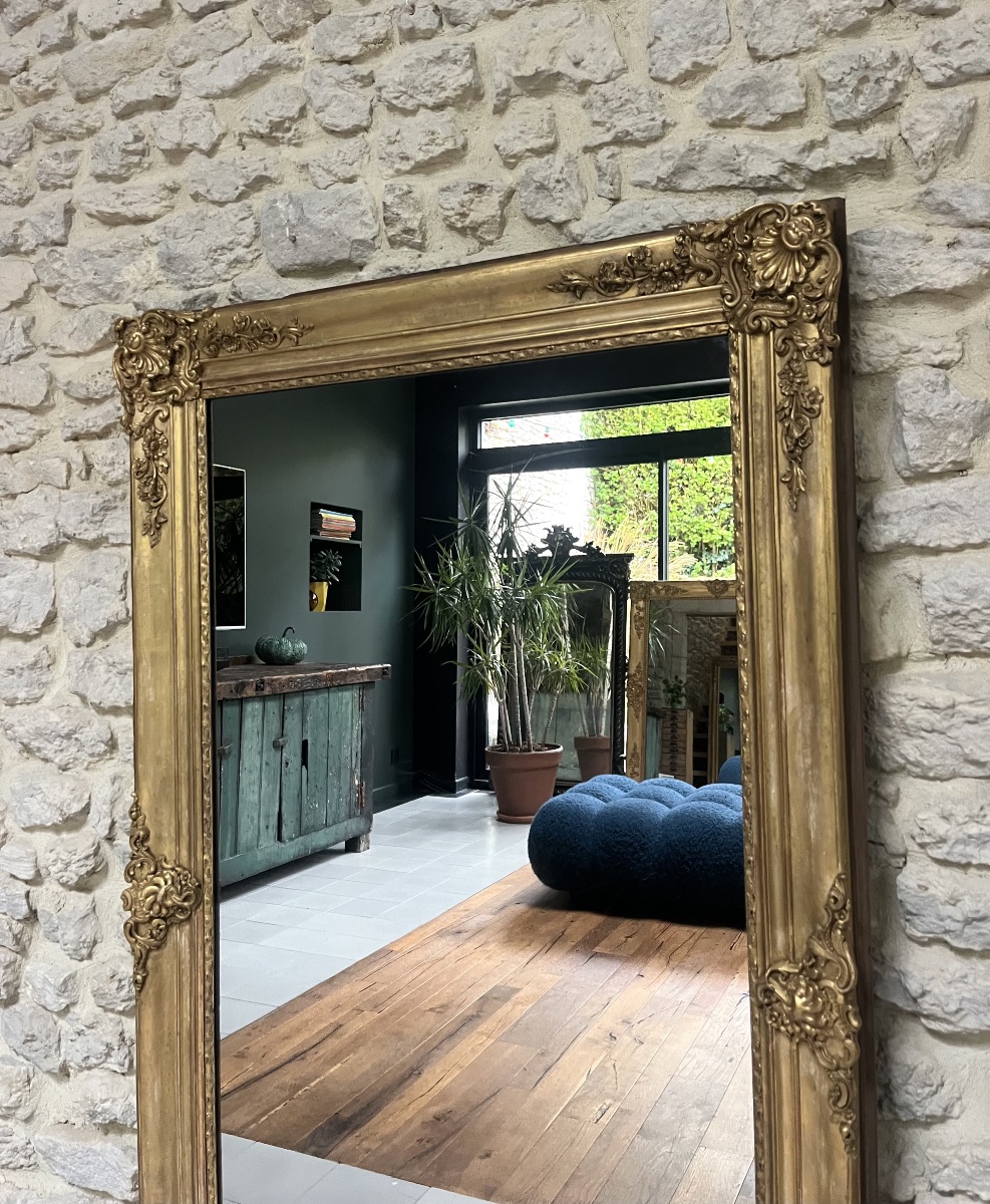 Mirror From The Transitional Period Between The Empire Styles, 144.5/84.5 Cm, Mercury-coated Glass; Fireplace Trumeau, Mirror. -photo-2