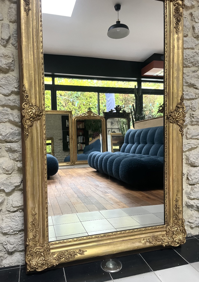 Mirror From The Transitional Period Between The Empire Styles, 144.5/84.5 Cm, Mercury-coated Glass; Fireplace Trumeau, Mirror. -photo-3