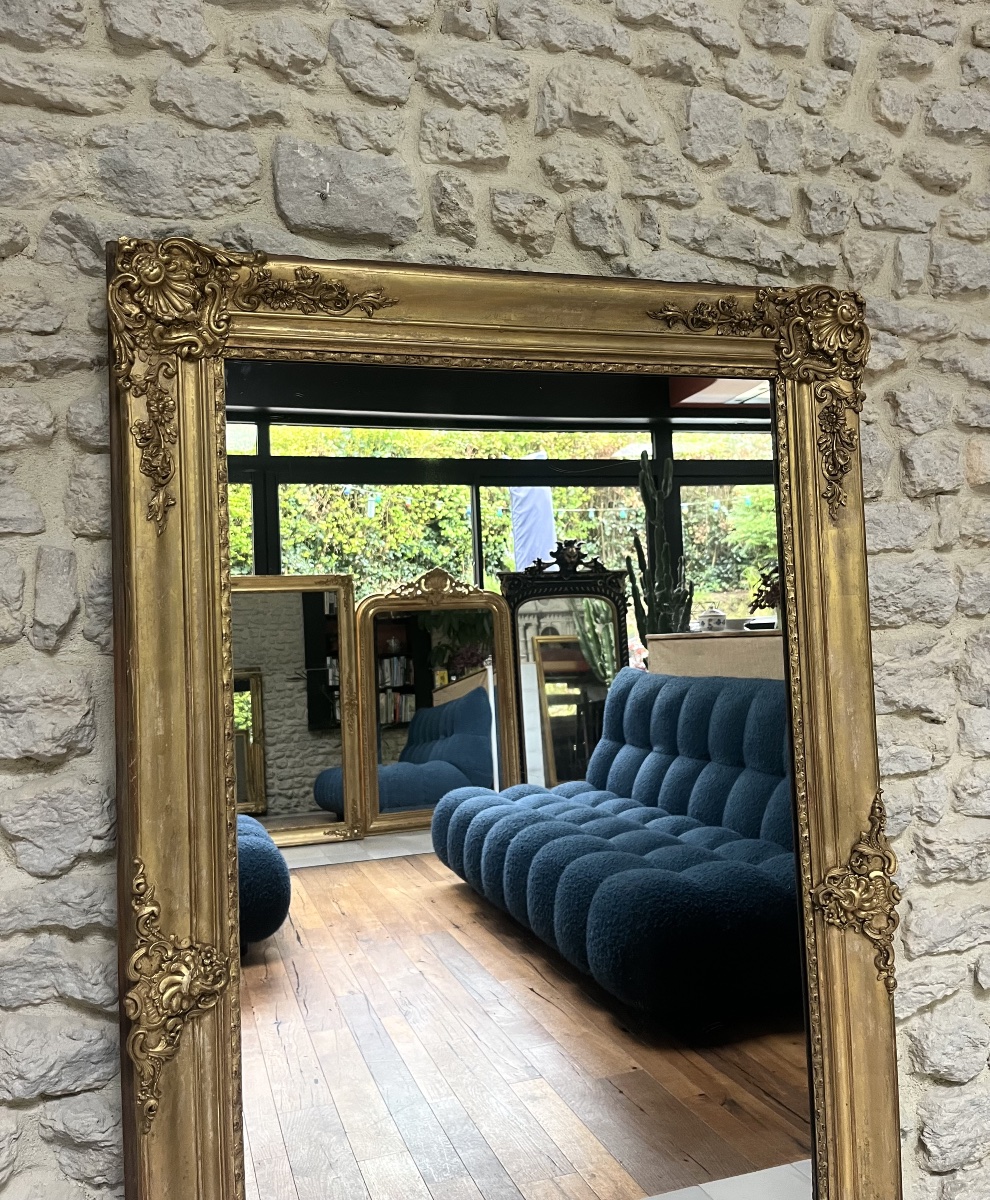Mirror From The Transitional Period Between The Empire Styles, 144.5/84.5 Cm, Mercury-coated Glass; Fireplace Trumeau, Mirror. -photo-3