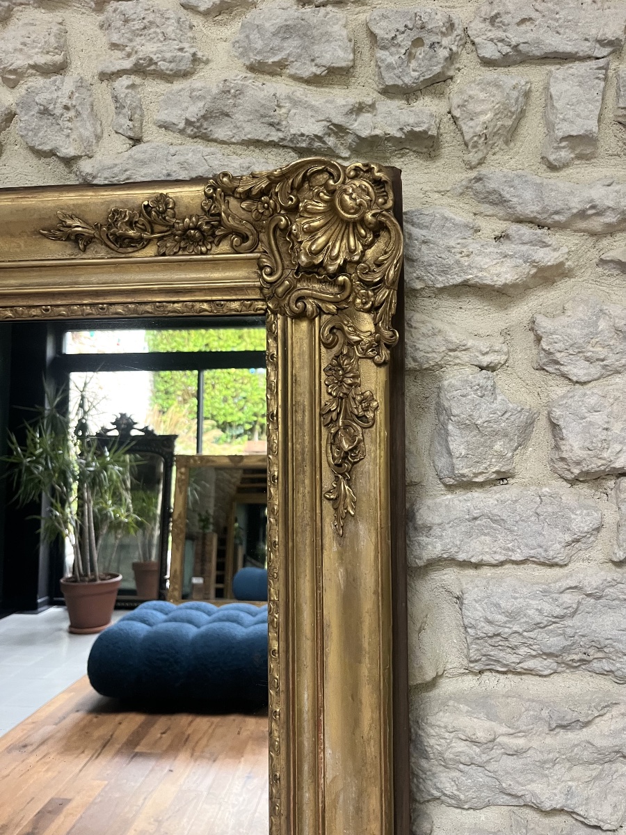 Mirror From The Transitional Period Between The Empire Styles, 144.5/84.5 Cm, Mercury-coated Glass; Fireplace Trumeau, Mirror. -photo-4