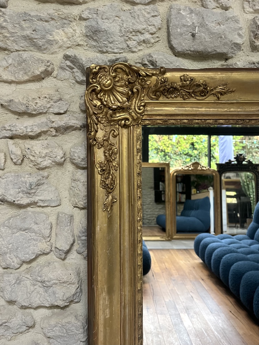 Mirror From The Transitional Period Between The Empire Styles, 144.5/84.5 Cm, Mercury-coated Glass; Fireplace Trumeau, Mirror. -photo-5