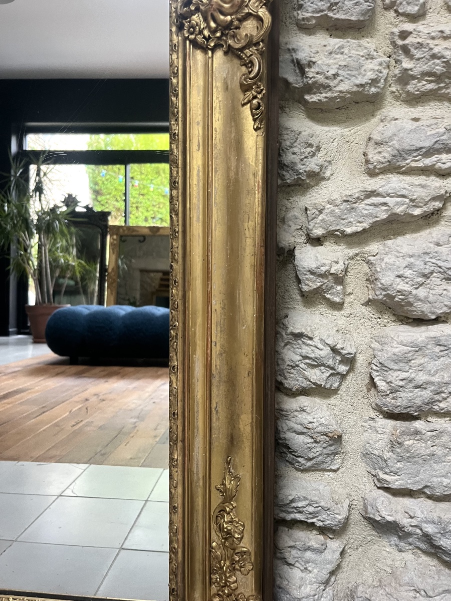 Mirror From The Transitional Period Between The Empire Styles, 144.5/84.5 Cm, Mercury-coated Glass; Fireplace Trumeau, Mirror. -photo-6