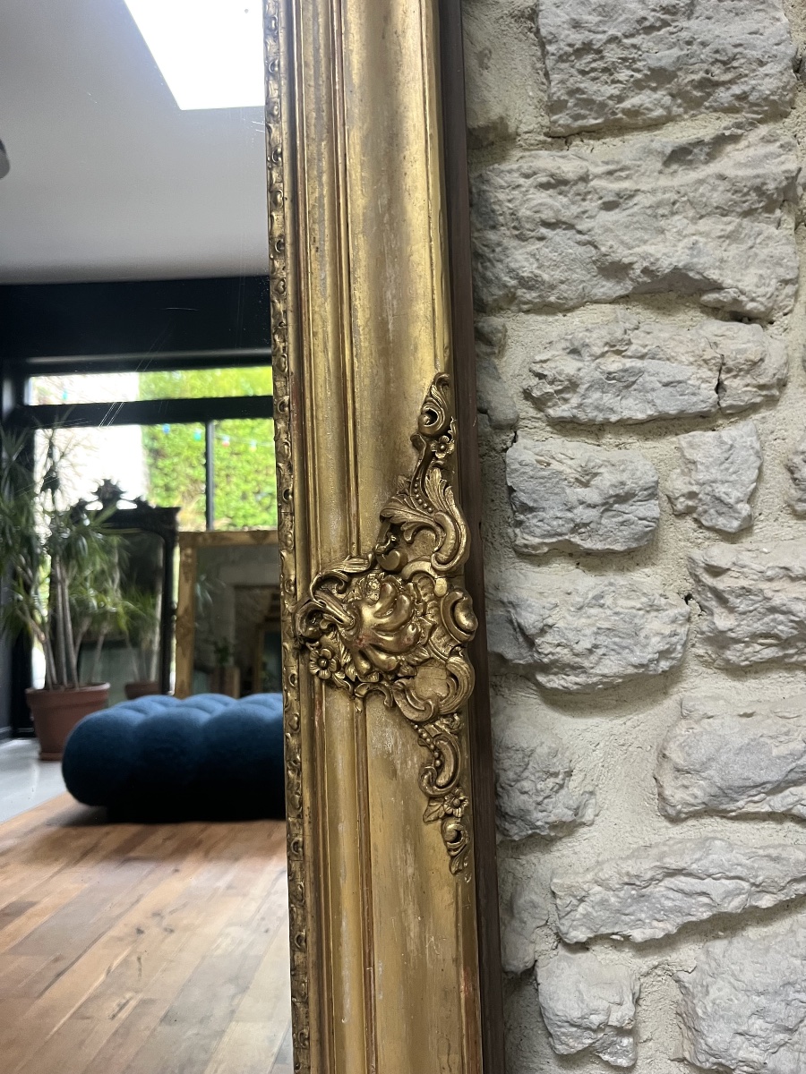Mirror From The Transitional Period Between The Empire Styles, 144.5/84.5 Cm, Mercury-coated Glass; Fireplace Trumeau, Mirror. -photo-7