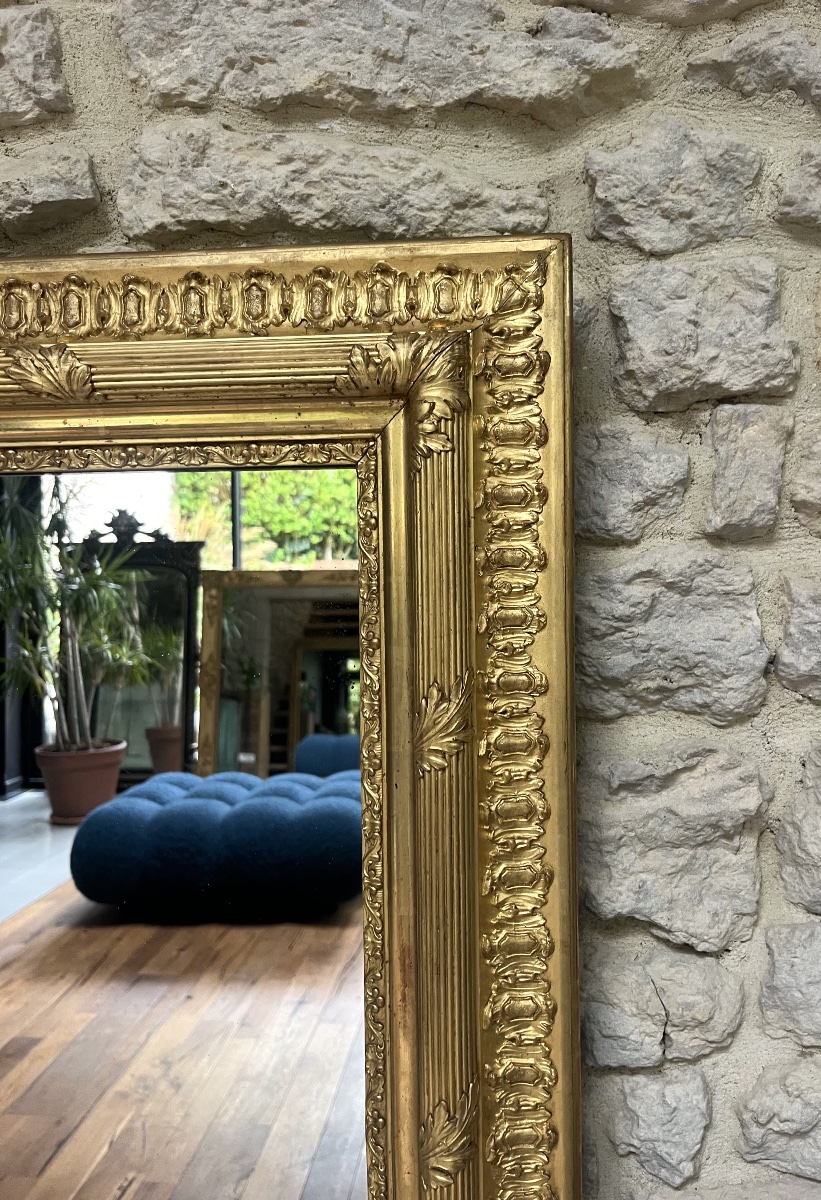 Miroir de cheminée 127/101,5cm doré à la feuille d’or, glace mercure, trumeau de cheminée-photo-3