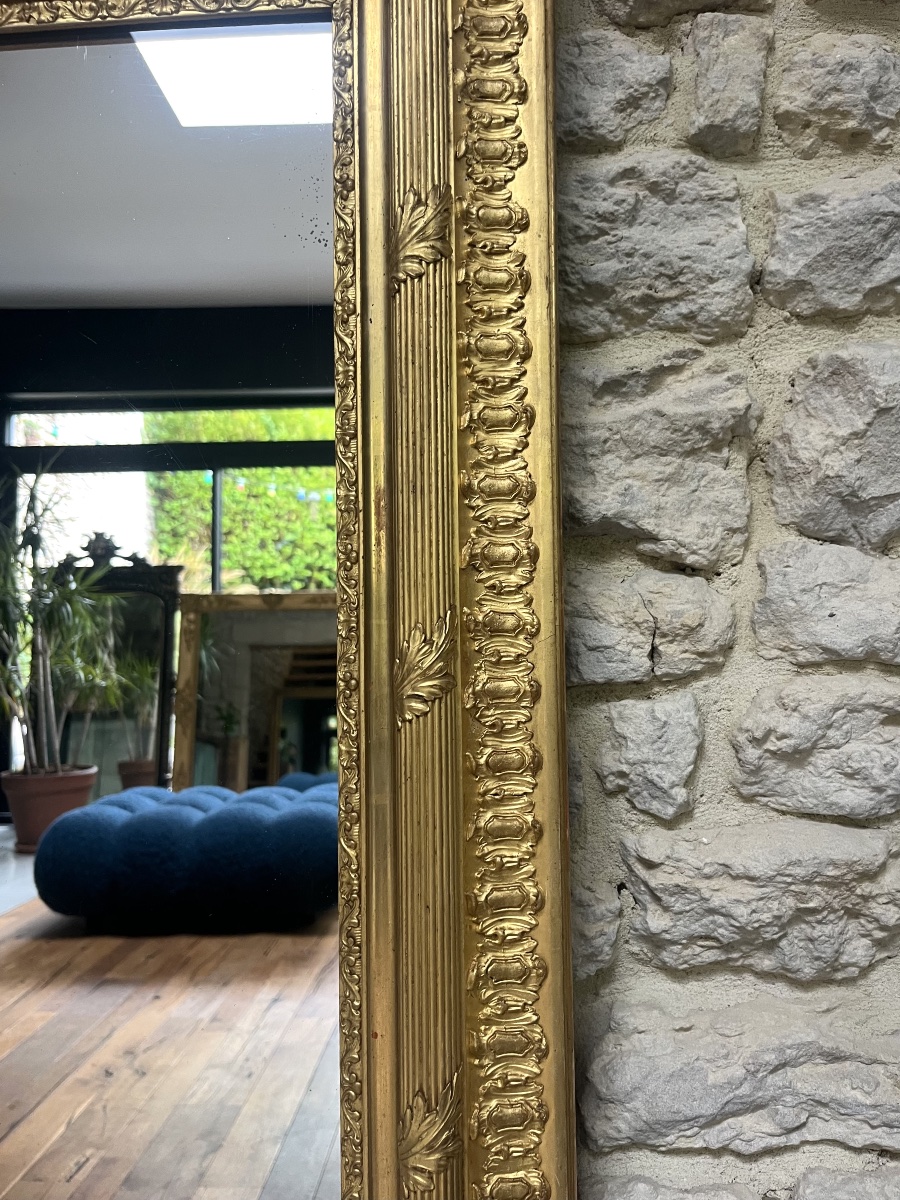 Miroir de cheminée 127/101,5cm doré à la feuille d’or, glace mercure, trumeau de cheminée-photo-5