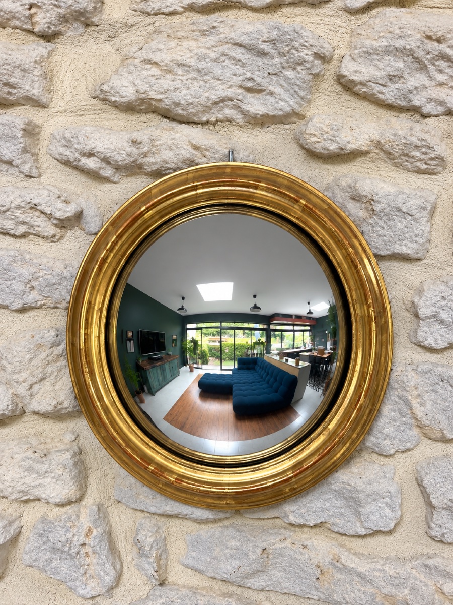Pair Of Antique Witch Mirrors Gilded With 22.5 Cm Gold Leaf, Antiques, Curiosities-photo-1