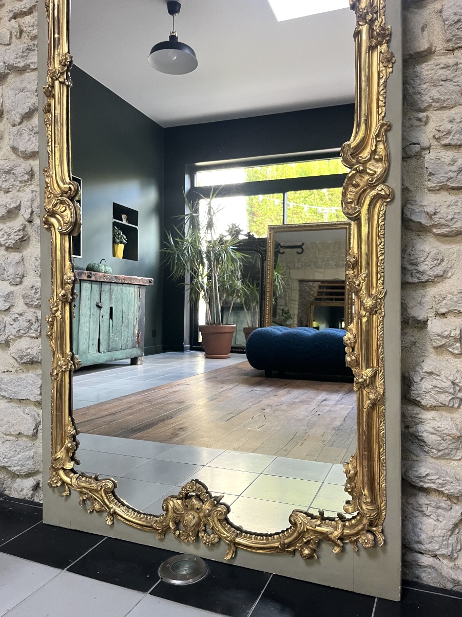 Antique Louis XV-style Mantelpiece, 155/84.5 Cm, Gilded With Gold Leaf, Rocaille, Rococo -photo-6
